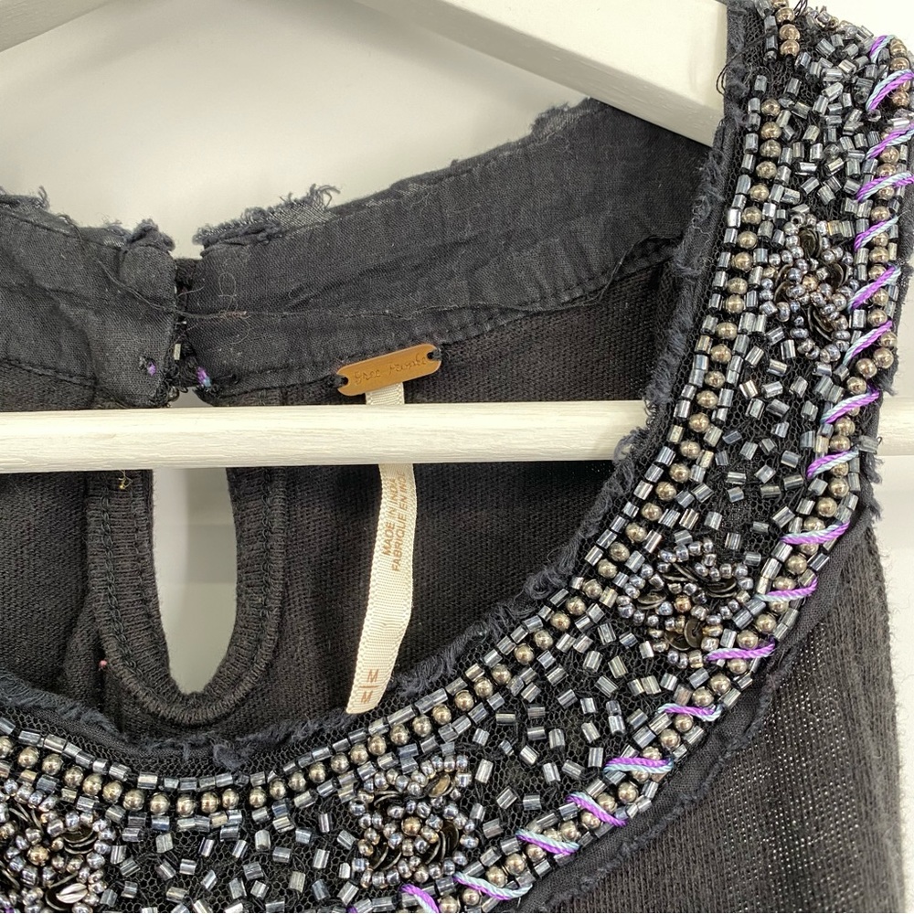 Free People Ombré Necklace Beaded Neckline Halter Tank Top M - Picture 6 of 9